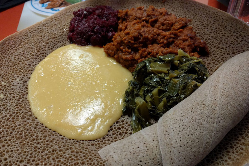 Vegan Ethiopian food is so satisfying.