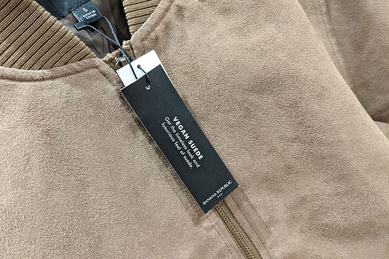 a vegan suede jacket made by Banana Republic.